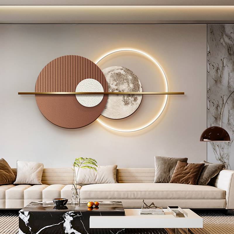 Modern light luxury living room decorative painting high -level sensor sofa background wall hanging painting moonlight light creative atmosphere light mural