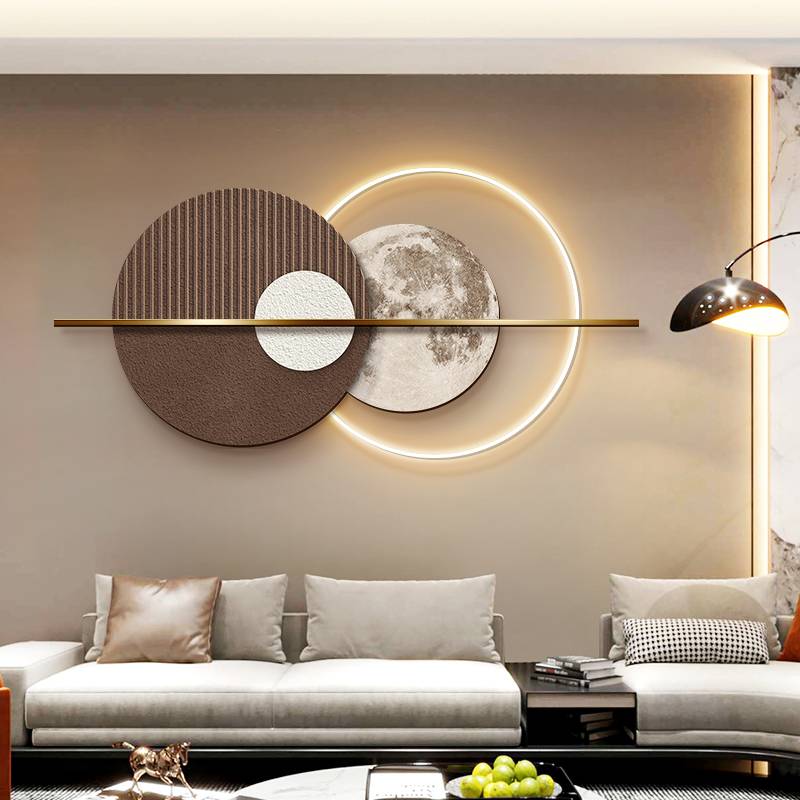Modern light luxury living room decorative painting high -level sensor sofa background wall hanging painting moonlight light creative atmosphere light mural