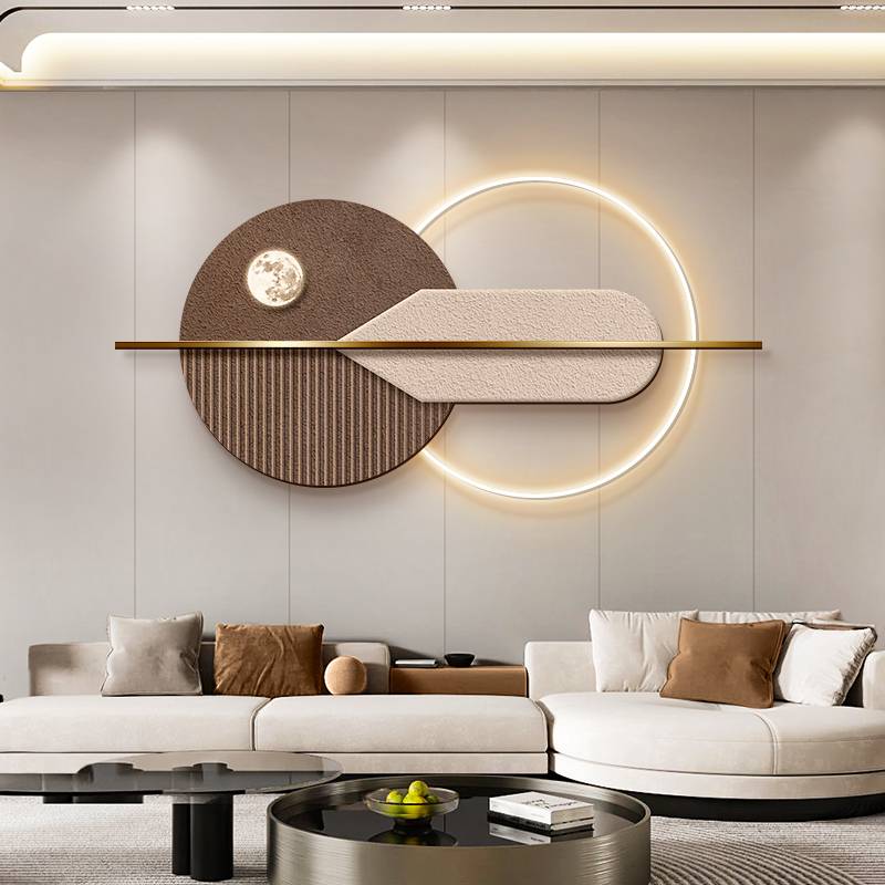 Modern light luxury living room decorative painting high -level sensor sofa background wall hanging painting moonlight light creative atmosphere light mural