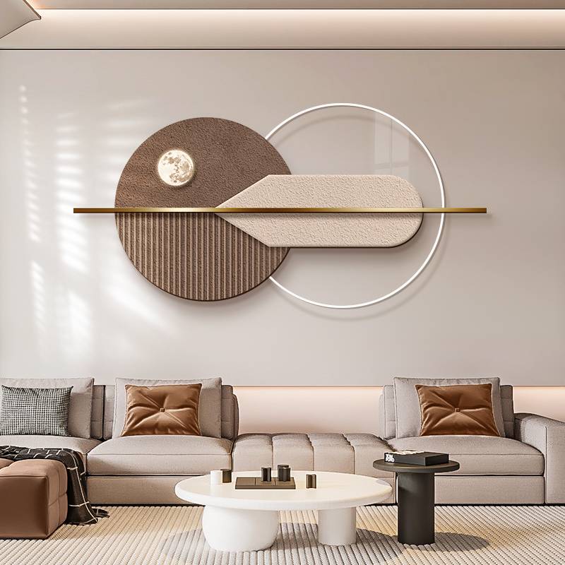 Modern light luxury living room decorative painting high -level sensor sofa background wall hanging painting moonlight light creative atmosphere light mural