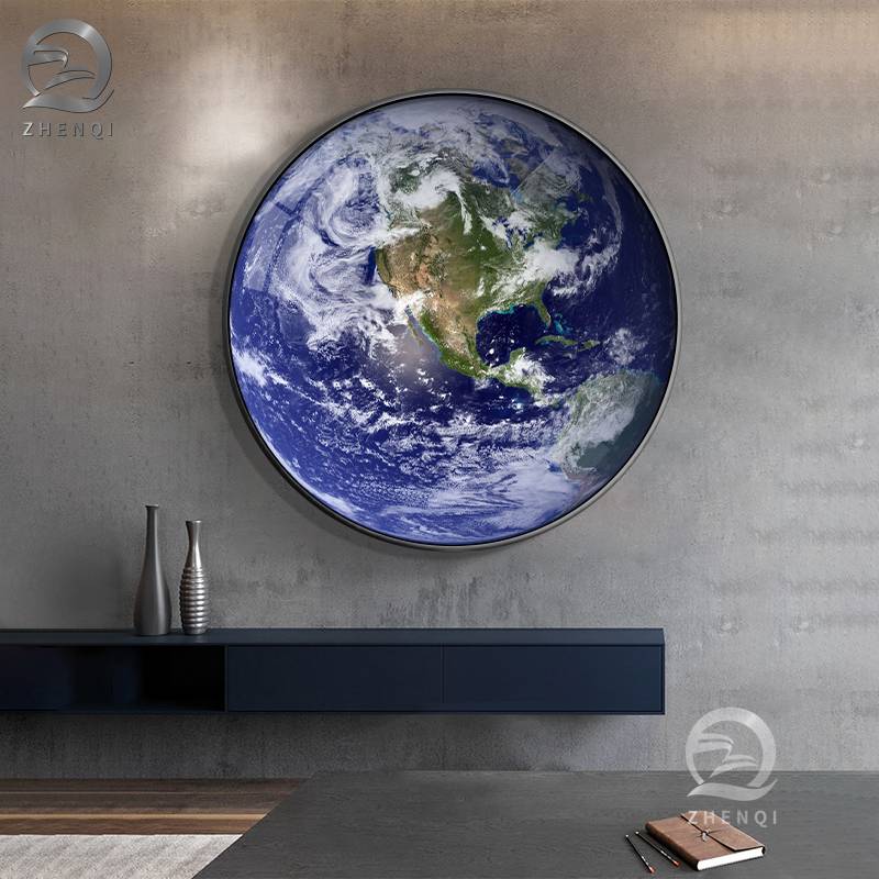 Round decorative painting Modern porch painting planet Earth Moon living room background wall painting office study hanging painting