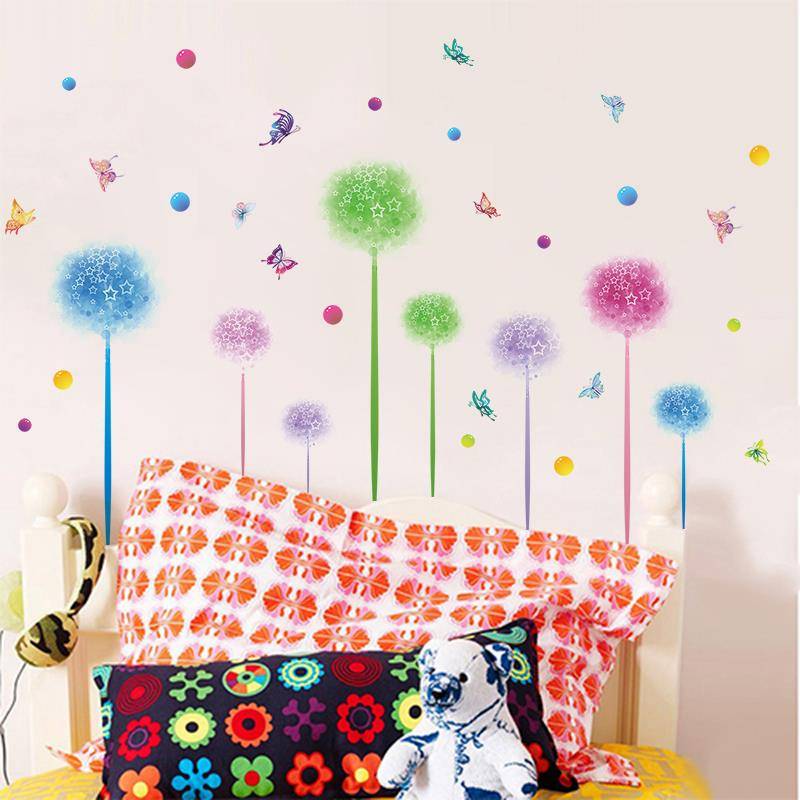 Creative can remove the wall sticker color flower ball living room bedroom self -stick wall stickers on the wall bedside decoration on the wall of the wall