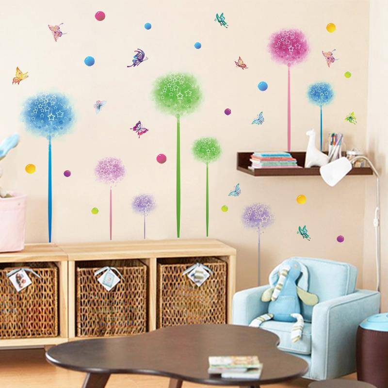 Creative can remove the wall sticker color flower ball living room bedroom self -stick wall stickers on the wall bedside decoration on the wall of the wall