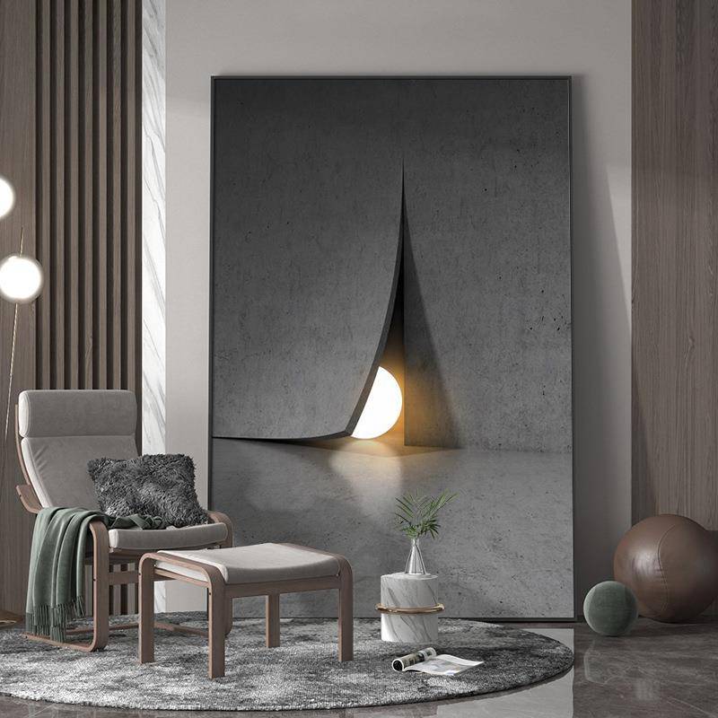 Modern light luxury living room porch decorative painting corner lamp ball simple creative stereo background wall vertical version of hanging painting
