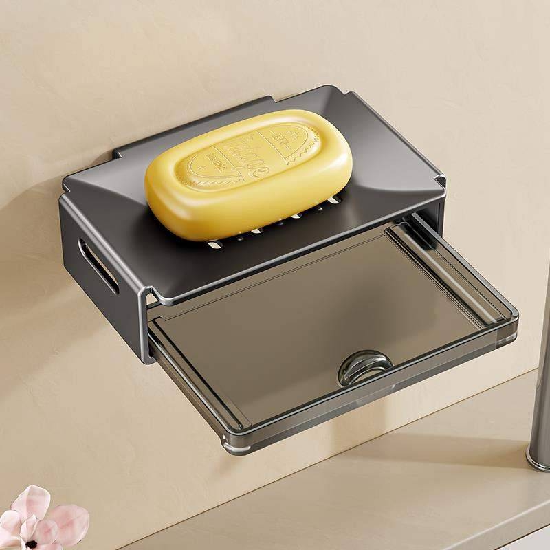 Bathroom space aluminum exemption home soap box wall -mounted space aluminum bathroom setting rack soap drain box