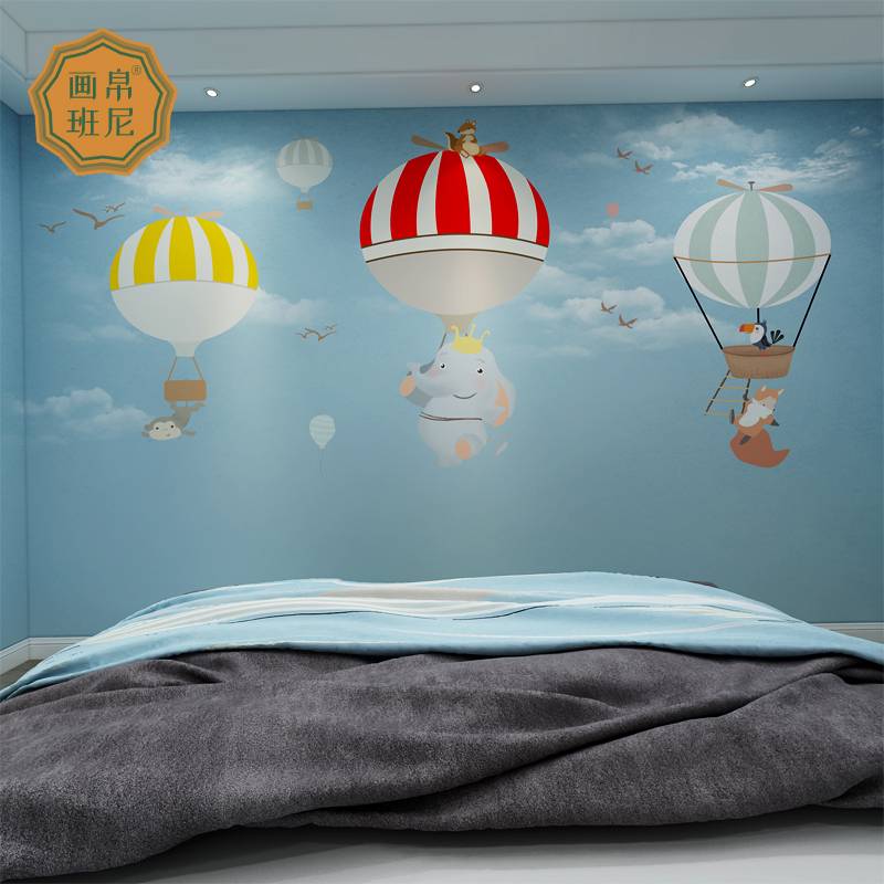 Hot -selling Chinese -painted children's room cartoon boom back hot wall wallpaper full -bed sleeper customization seamless wallpaper