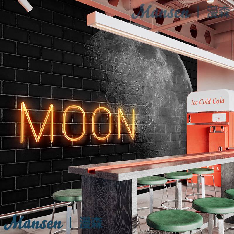 3D Silent Wind Brick Pattern Moon Surface Wallpaper Industrial Wind Net Red Pickup Background Wall Hotpot Store Billiards Wallpaper