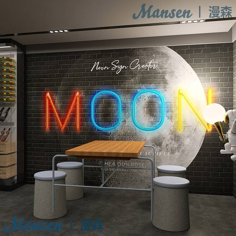 3D Silent Wind Brick Pattern Moon Surface Wallpaper Industrial Wind Net Red Pickup Background Wall Hotpot Store Billiards Wallpaper