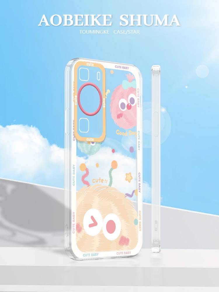 Net red small hair ball is suitable for Huawei P40 mobile phone case ultra -thin cartoon silicone silicone P40lite creative cute animation 5G couple new P30/20 summer P10plus transparent soft shell 30pro 30pro 30pro 30pro