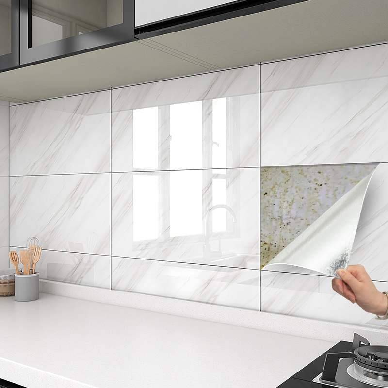 Thickened kitchen oil -proof sticker self -adhesive waterproof moisture -proof wall shelf wall refurbishment fire resistance high temperature tile wall sticker
