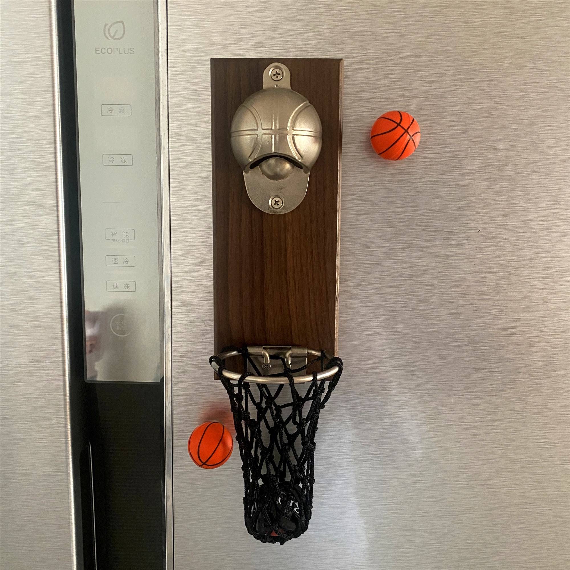 Creative Basketball Bottle Opener Beer Ratin Circular Refrigerator Patching Robin Red Basket Piece Link Wall -mounted Bottle Qi
