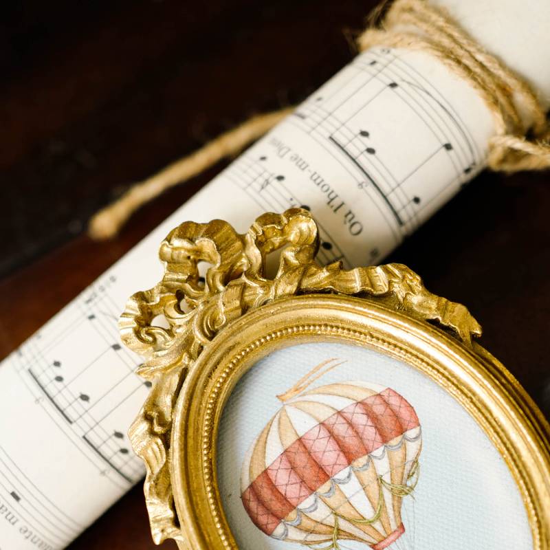 Painting thermal air balloon retro decoration painting small fresh European -style D light luxury mural living room restaurant bedroom French hanging painting