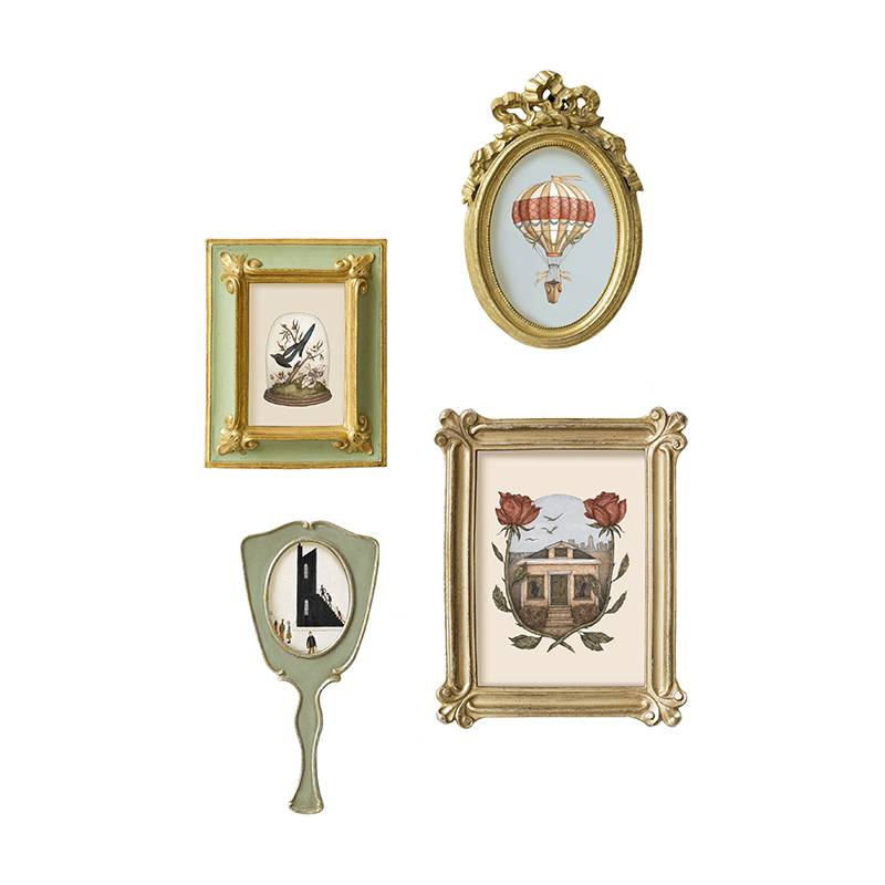 Painting thermal air balloon retro decoration painting small fresh European -style D light luxury mural living room restaurant bedroom French hanging painting