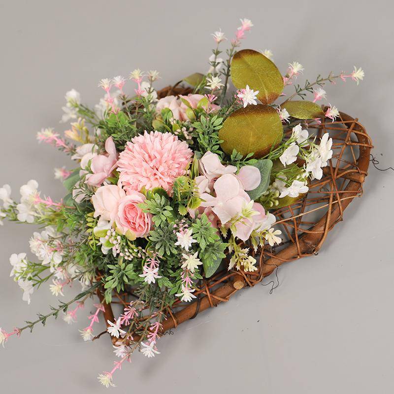 The new three -dimensional peach heart ball Juyeligari wall hanging flowers heart -shaped simulation ball chrysanthemum Jicoli silk flower door