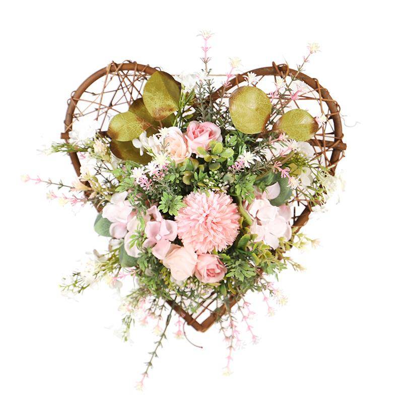 The new three -dimensional peach heart ball Juyeligari wall hanging flowers heart -shaped simulation ball chrysanthemum Jicoli silk flower door
