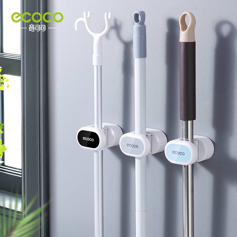 Morning hook toilet free hole wall -mounted mop storage rack multi -functional home mop linking folder