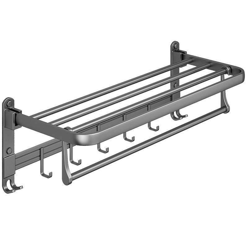 Gun ash towel rack toilet free punching bath towels, bathroom, toilet wall -mounted space aluminum storage rod