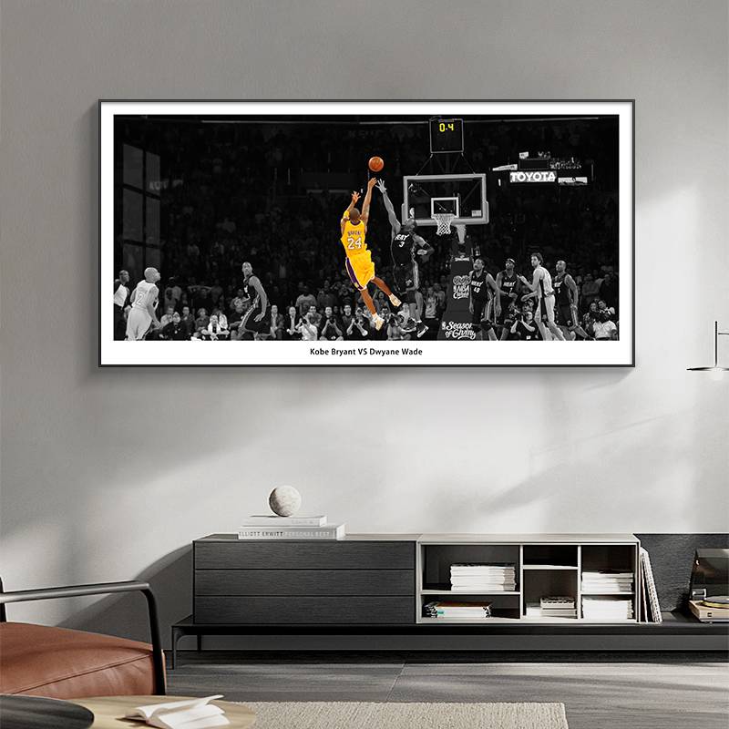 Basketball -themed boy bedroom bedside decoration painting star hanging painting Jordan Kobe James living room mural