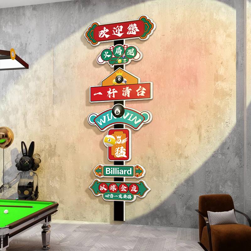 Net Red Billiard Hall Wall Decoration Hanging Painting Turn on the Desktop Room Background Wall Poster Poster Ceremony Creative