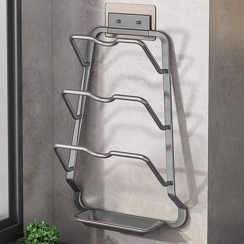 Pot lid rack wall -mounted kitchen shelf free punching storage shelf racks Multifunctional cutting board