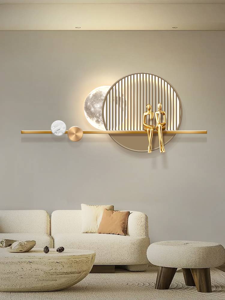 Cream Wind bedroom bedside decoration painting moonlight hanging painting light luxury living room three -dimensional physical light murals