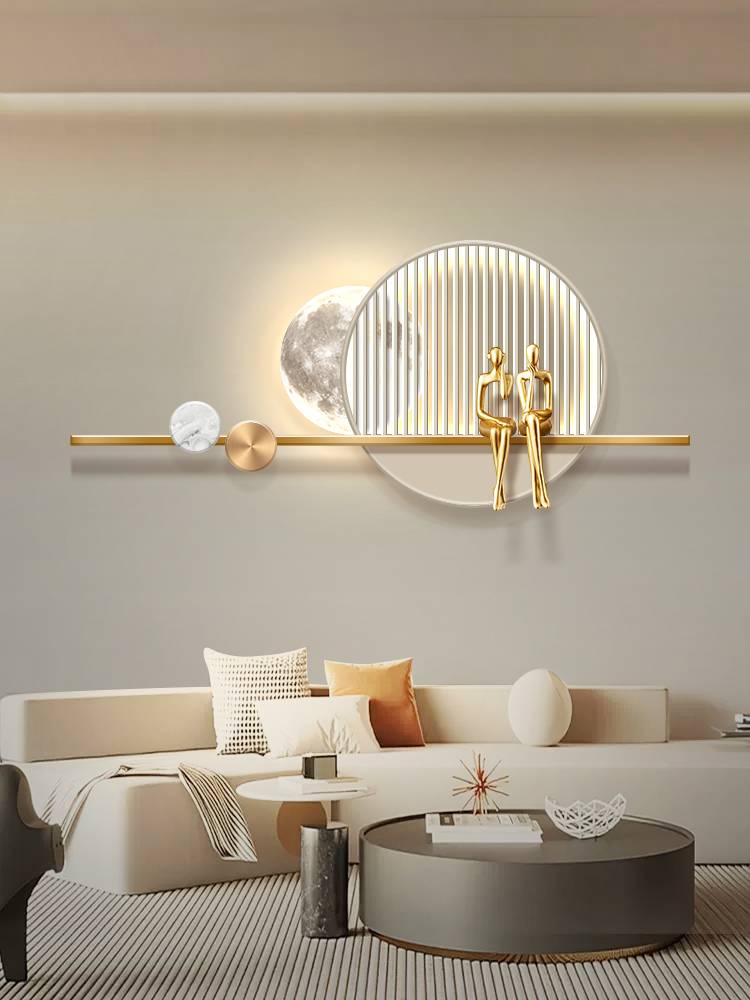 Cream Wind bedroom bedside decoration painting moonlight hanging painting light luxury living room three -dimensional physical light murals