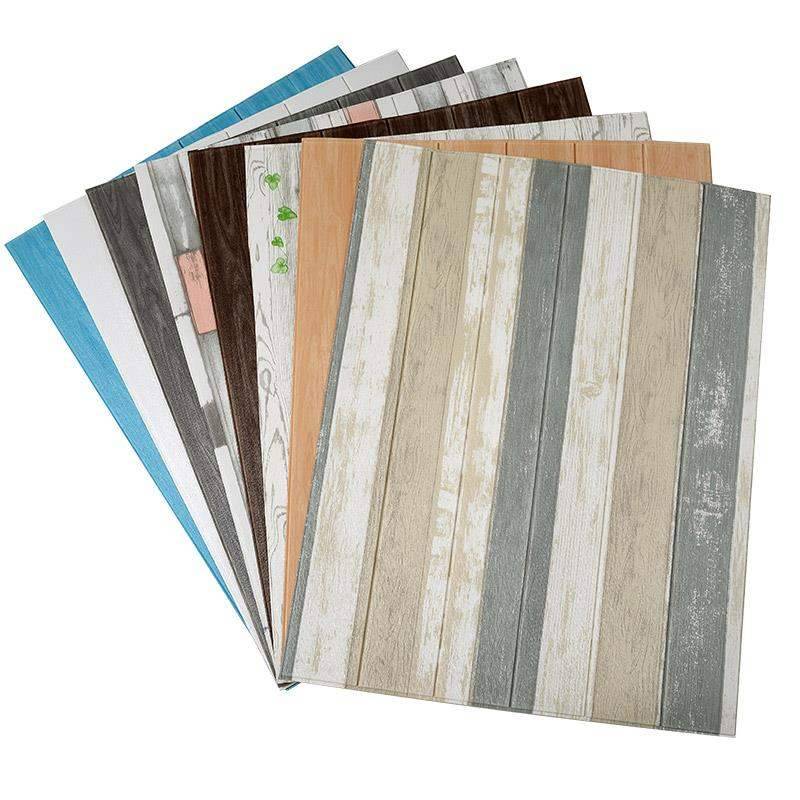 Wallboard 3D three -dimensional wall sticker living room wall skirt waterproof wood pattern sticker soft bag self -stick wall paper foam wallpaper
