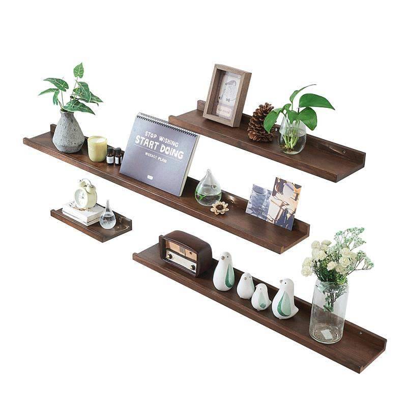 Donation -free solid wood partition one -shaped living room standing shelf, TV background wall hanging bedroom wall board, simple