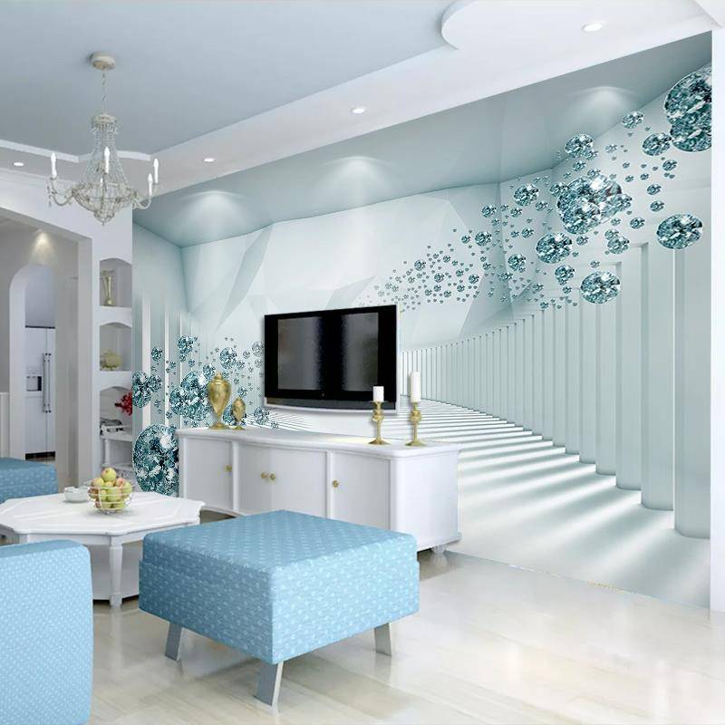 18D modern simple crystal ball extended space wallpaper TV background wall wallpaper wall cloth living room sofa wall cloth