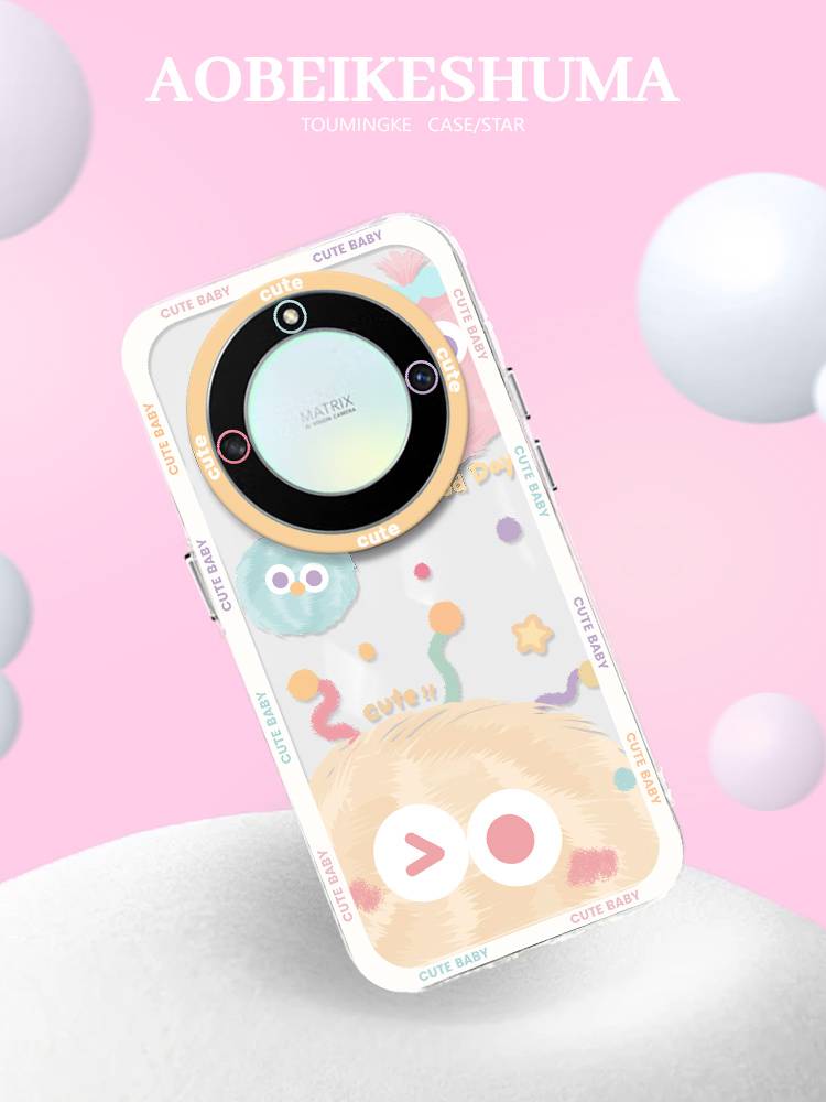 Fun Xiaomao ball suitable for Huawei Honor X40 mobile phone case cartoon color monster X40/30i angel eye 40plus transparent silicone x20se high -end 9xpro summer net red girl 8x ultra -thin soft soft