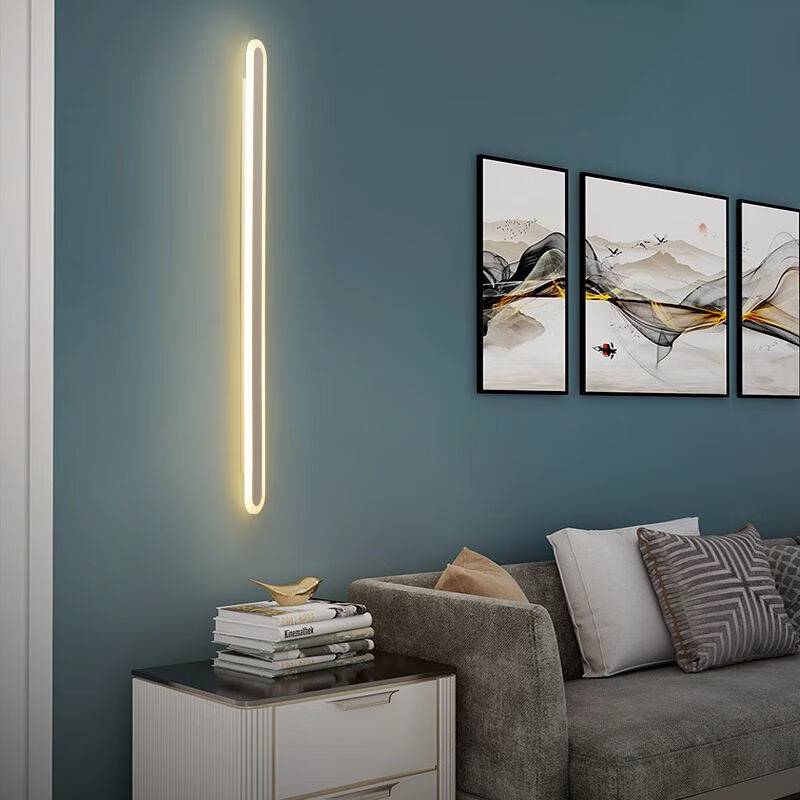 Qingbelin's long strip wall lamp LED bedroom living room background wall atmosphere light creamy wind high, high finger fingerless