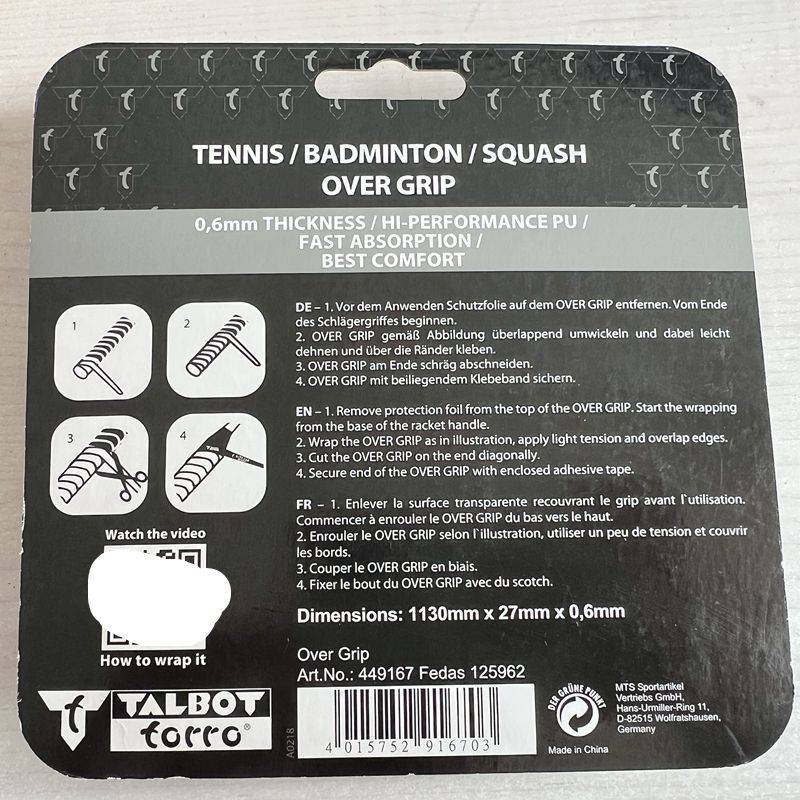 Germany Talbot Torro Overgrip badminton tennis skate