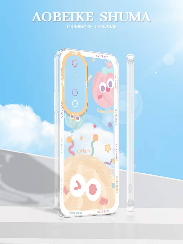 Color small hair balls are suitable for Huawei Honor 90 mobile phone case new 80pro/70 summer dopamine female 60se transparent ultra -thin 90GT new V40 angel eye soft shell 30s net red 70 tide