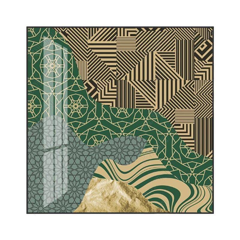 Modern abstract geometric French light luxury living room Xuanguan bedside decoration background wall niche square hook painting