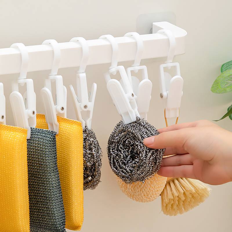 Kitchen steel silk ball -raw wall hanging shelf, dishwashing pool clean gloves, bowls, cannibal clothing racks linked
