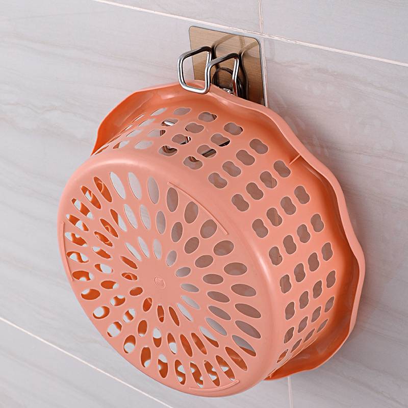 Bathroom multi -power C can be stainless steel -free punch -free shower ball sticky hook wall -mounted washbasin storage