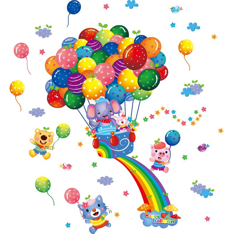 Children's room sticker wall sticker cartoon wall painting balloon wall surface decoration 3D three -dimensional holes to cover ugly wallpaper