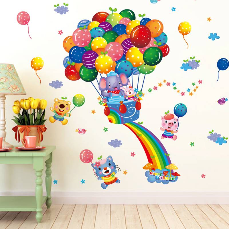 Children's room sticker wall sticker cartoon wall painting balloon wall surface decoration 3D three -dimensional holes to cover ugly wallpaper