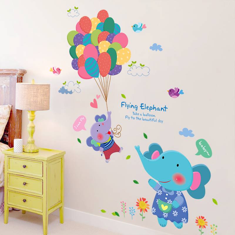 Children's room sticker wall sticker cartoon wall painting balloon wall surface decoration 3D three -dimensional holes to cover ugly wallpaper