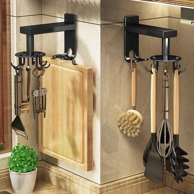 The kitchen rotation and hook in the micro -light kitchen is avoided with the wall -mounted corner of the wall, a spoon shovel