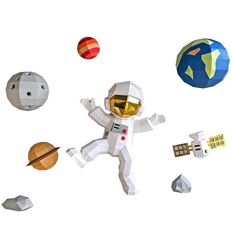 Wall hanging decoration children's room wall decoration astronaut pendant pendant planet S Nordic wind paper mold DIY