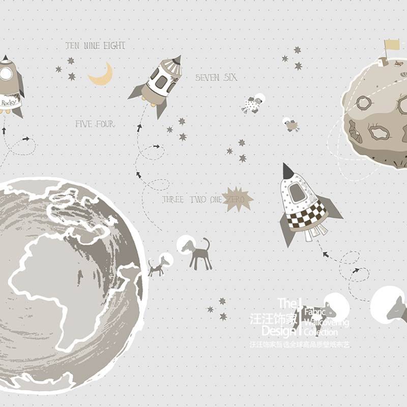 Cartoon Star Empty Star Wallpaper Children's Room 3D Universe Space Wallpaper Crystal Boy Boy Bedroom Wall Cloth Seamless Full House