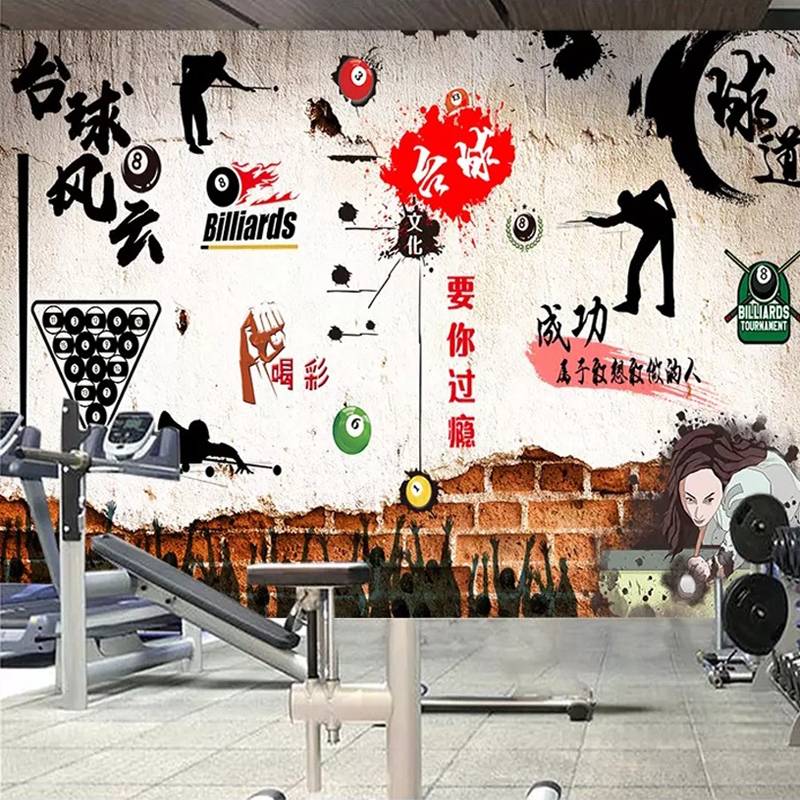 3D three -dimensional billiards background Wallpaper Gymnasis Pack Room Snooker Wallpaper Personal Channel Room Large Wall Cloth