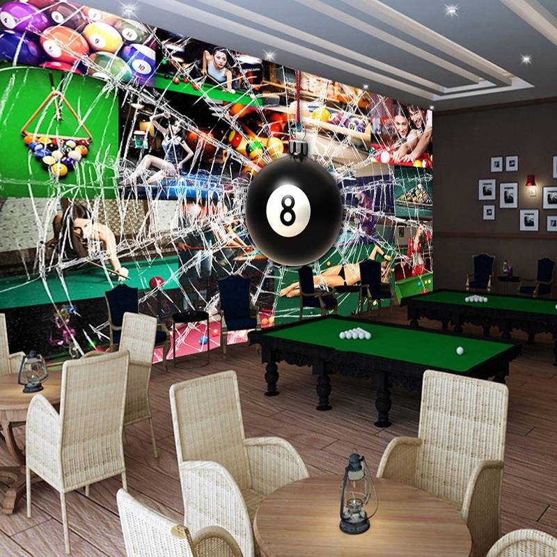 3D three -dimensional billiards background Wallpaper Gymnasis Pack Room Snooker Wallpaper Personal Channel Room Large Wall Cloth