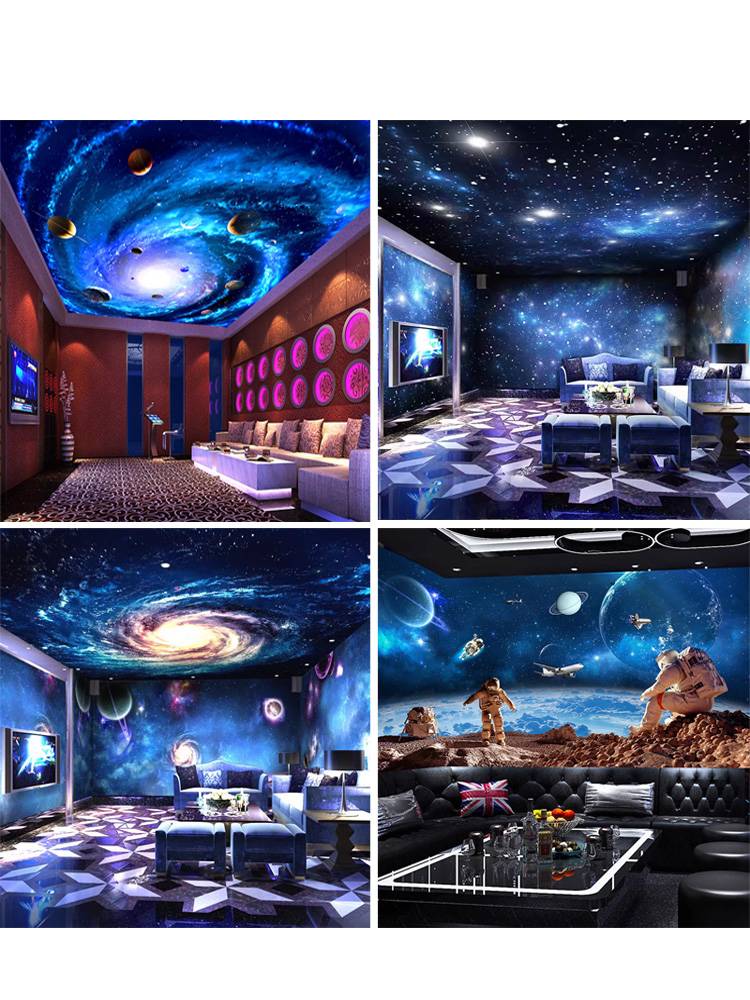 Ceiling living room Star Hotel Restaurant Hotel Wallpaper Technology Sensory Wall Soft Macau March Moon Ceiling Wallpaper