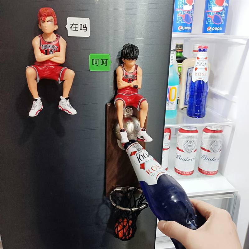 Net red basketball wall -mounted beer upper soft magnet refrigerator paste bottle slam dunk masters basket cap