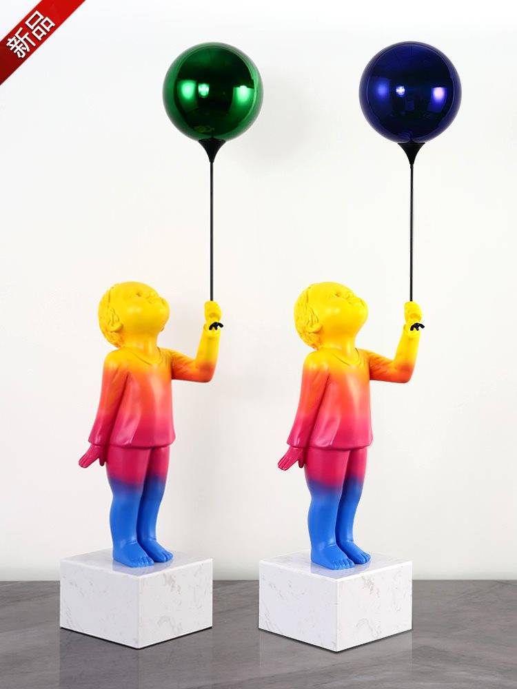 TV cabinet decoration home decoration net red porch niche light luxury balloon boy sculpture open grid living room decoration