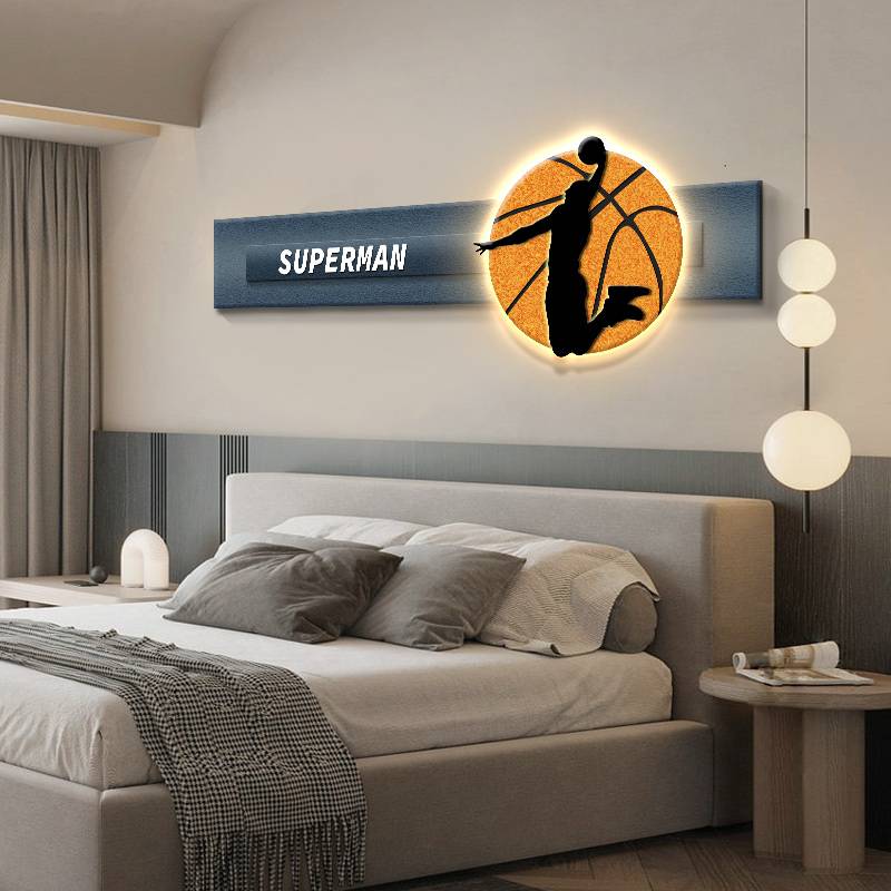 Star living room decorative painting schematic light superimposed hanging hanging basketball boy bedroom children's room mural