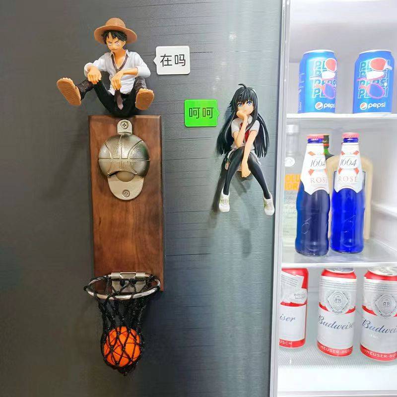 Net red basketball wall -mounted beer upper soft magnet refrigerator paste bottle slam dunk masters basket cap
