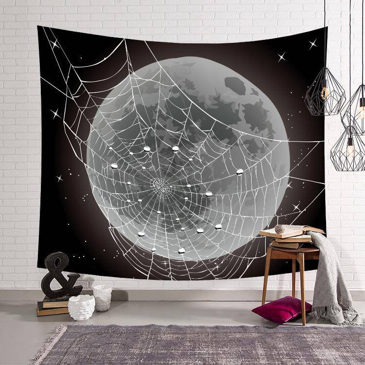 European and American black and white moon moon bed head bedroom wall decoration tapestry wall hanging cloth background cloth table cloth curtain